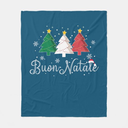Buon Natale Italian Christmas Tree フリースブランケット (正面)