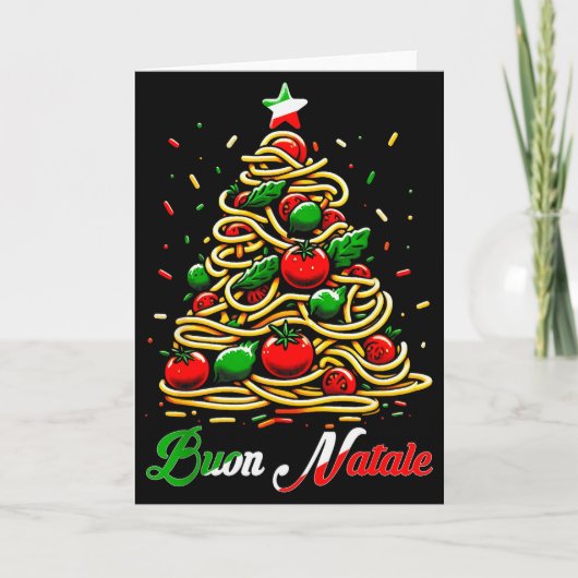 Buon Natale Italian Pasta Christmas Tree Xmas For  カード (正面)