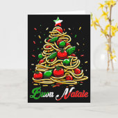 Buon Natale Italian Pasta Christmas Tree Xmas For  カード (黄色い花)