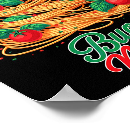 Buon Natale Italian Pasta Spaghetti Funny Christma ポスター (角)