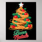 Buon Natale Italian Pasta Spaghetti Funny Christma ポスター (正面)