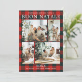 Buon Natale Multi Photo Red Buffalo Plaid シーズンカード (スタンド正面)