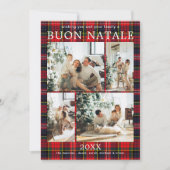 Buon Natale Multi Photo Red Plaid Holiday Card シーズンカード (正面)