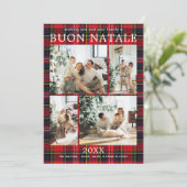 Buon Natale Multi Photo Red Plaid Holiday Card シーズンカード (スタンド正面)