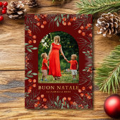 Buon Natale Photo Collage Watercolor Floral 箔シーズンカード