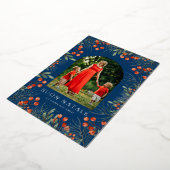 Buon Natale Photo Collage Watercolor Floral 箔シーズンカード (回転した状態)