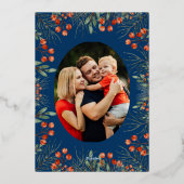 Buon Natale Photo Collage Watercolor Floral 箔シーズンカード (裏面)