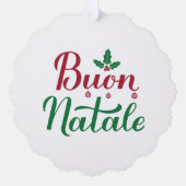 Buon Natale Red and Green Italian Christmas オーナメントカード (正面)