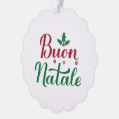 Buon Natale Red and Green Italian Christmas オーナメントカード (左)