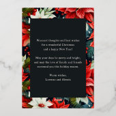 Buon Natale Red Poinsettia Floral Photo 箔シーズンカード (裏面)
