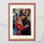 Buon Natale Rose Gold Simple Modern Photo 箔シーズンカード (正面)