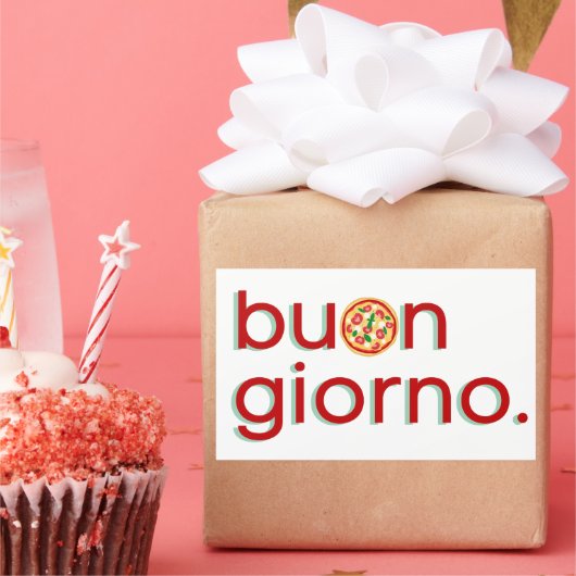 Buongiornoイタリアンこんにちはピザと! 長方形シール (パーティー)
