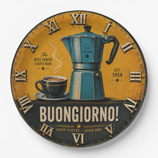 Buongiorno Italian Espresso Moka Pot Kitchen Café ペーパープレート (正面)