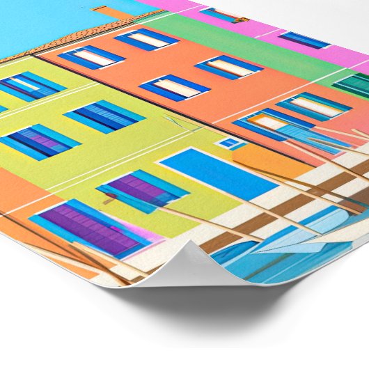 Buranoのヴィンテージ旅行ポスター ポスター (角)