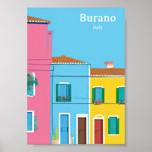 Buranoのヴィンテージ旅行ポスター ポスター (正面)