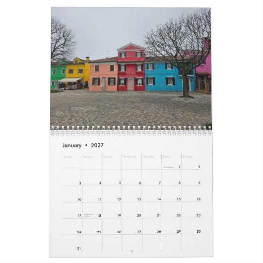 Burano 2026 calendar カレンダー (1月 2027)