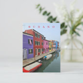Burano canalside housesビューポストカード ポストカード (スタンド正面)