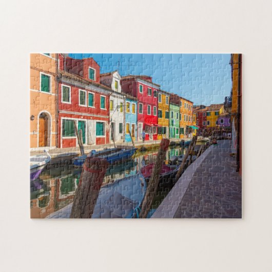 Burano Street Scene Venice Italy ジグソーパズル (横)