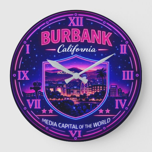 Burbank California Entertainment District ラージ壁時計 (正面)
