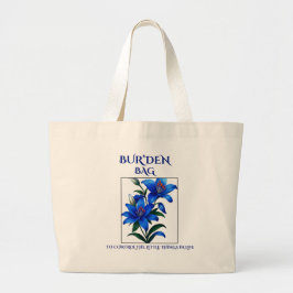 BUR'DEN BAG , BLUE LILLIES NEUTRAL CANVAS TOTE BAG ラージトートバッグ