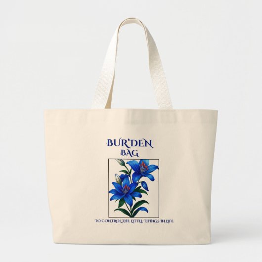 BUR'DEN BAG , BLUE LILLIES NEUTRAL CANVAS TOTE BAG ラージトートバッグ (正面)