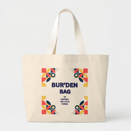 BUR'DEN BAG, NAVY GEOMETRIC CANVAS TOTE BAG ラージトートバッグ (正面)