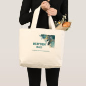 BUR'DEN BAG TEAL FLORAL CANVAS NEUTRAL TOTE BAG ラージトートバッグ (正面(商品))