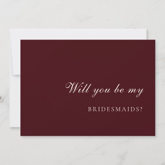Burdund & Ivory  Bridesmaid Proposal Card 招待状 (正面)