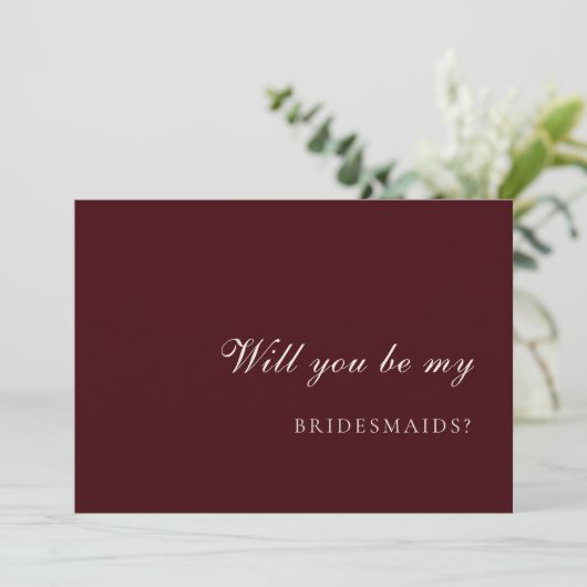 Burdund & Ivory  Bridesmaid Proposal Card 招待状 (スタンド正面)