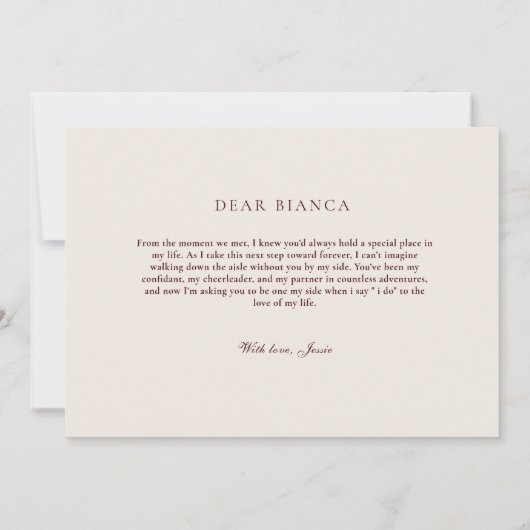 Burdund & Ivory  Bridesmaid Proposal Card 招待状 (裏面)