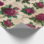 Burgandyバラヴィンテージ ラッピングペーパー (角)