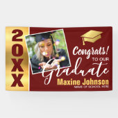 Burgandy & 金ゴールドクラス2025写真卒業 横断幕 (横)