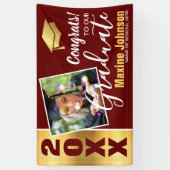 Burgandy & 金ゴールドクラス2025写真卒業 横断幕 (縦)