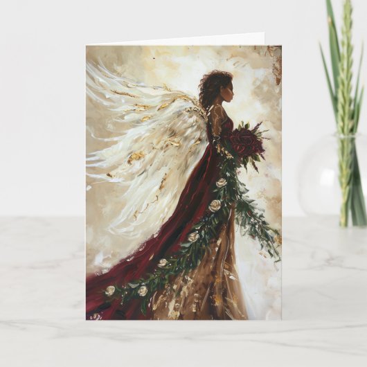 Burgandy Art Angel Greeting Card, Ebony Angel カード (正面)
