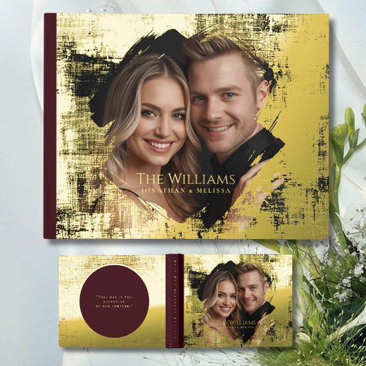 Burgandy Gold Foil Guestbook Elegant Guest Books ゲストブック