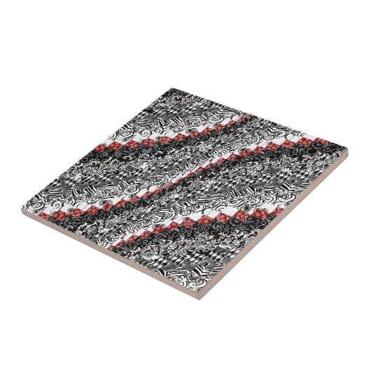 Burgelloのキルトパターンは赤い黒をカスタマイズ タイル (側面)