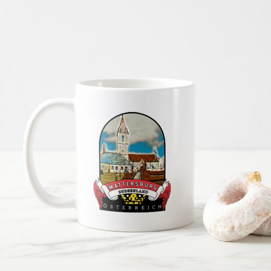Burgenland Mattersburg Österreich Souvenir  コーヒーマグカップ (ドーナツ)