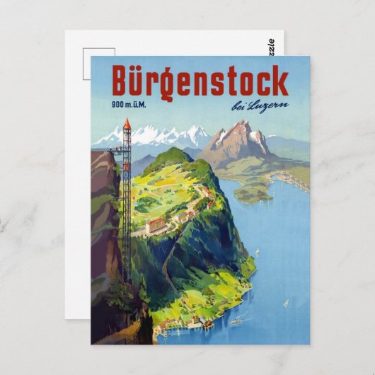 Burgenstockの風景、ビューポイント、スイス ポストカード (正面/裏面)