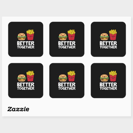 Burger And Fries Better Together Playful Graphic S スクエアシール (シート)