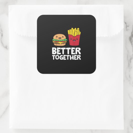 Burger And Fries Better Together Playful Graphic S スクエアシール (バッグ)