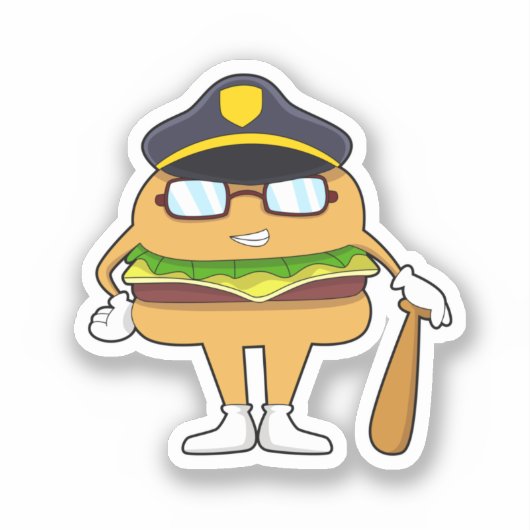 Burger as Police officer with Police hat シール (正面)