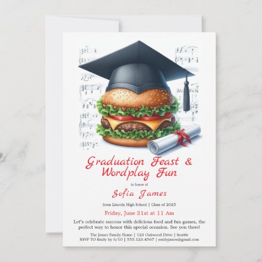 Burger Bash Graduation Celebration Invitation 招待状 (正面)
