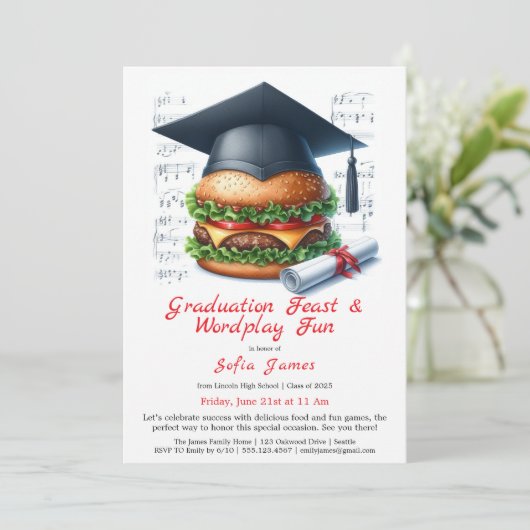 Burger Bash Graduation Celebration Invitation 招待状 (スタンド正面)