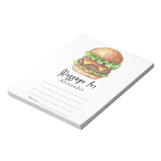 Burger BBQタイムカプセルメッセージ ノートパッド (回転)