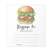 Burger BBQタイムカプセルメッセージ ノートパッド (正面)