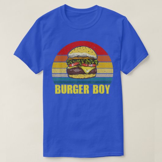 Burger Boy Cheeseburger Hamburger Lover Retro Vin Tシャツ (デザイン正面)