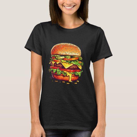 Burger Cheeseburger Hamburger Fast Food Burger Mot Tシャツ (正面)