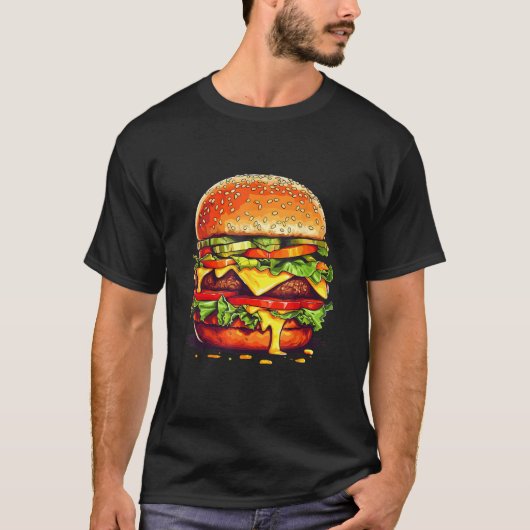 Burger Cheeseburger Hamburger Fast Food Burger Mot Tシャツ (正面)