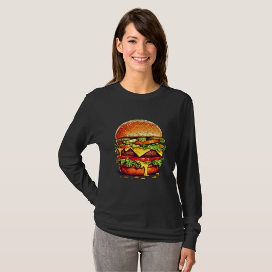 Burger Cheeseburger Hamburger Fast Food Burger Mot Tシャツ (正面フル)