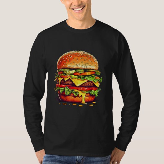 Burger Cheeseburger Hamburger Fast Food Burger Mot Tシャツ (正面)